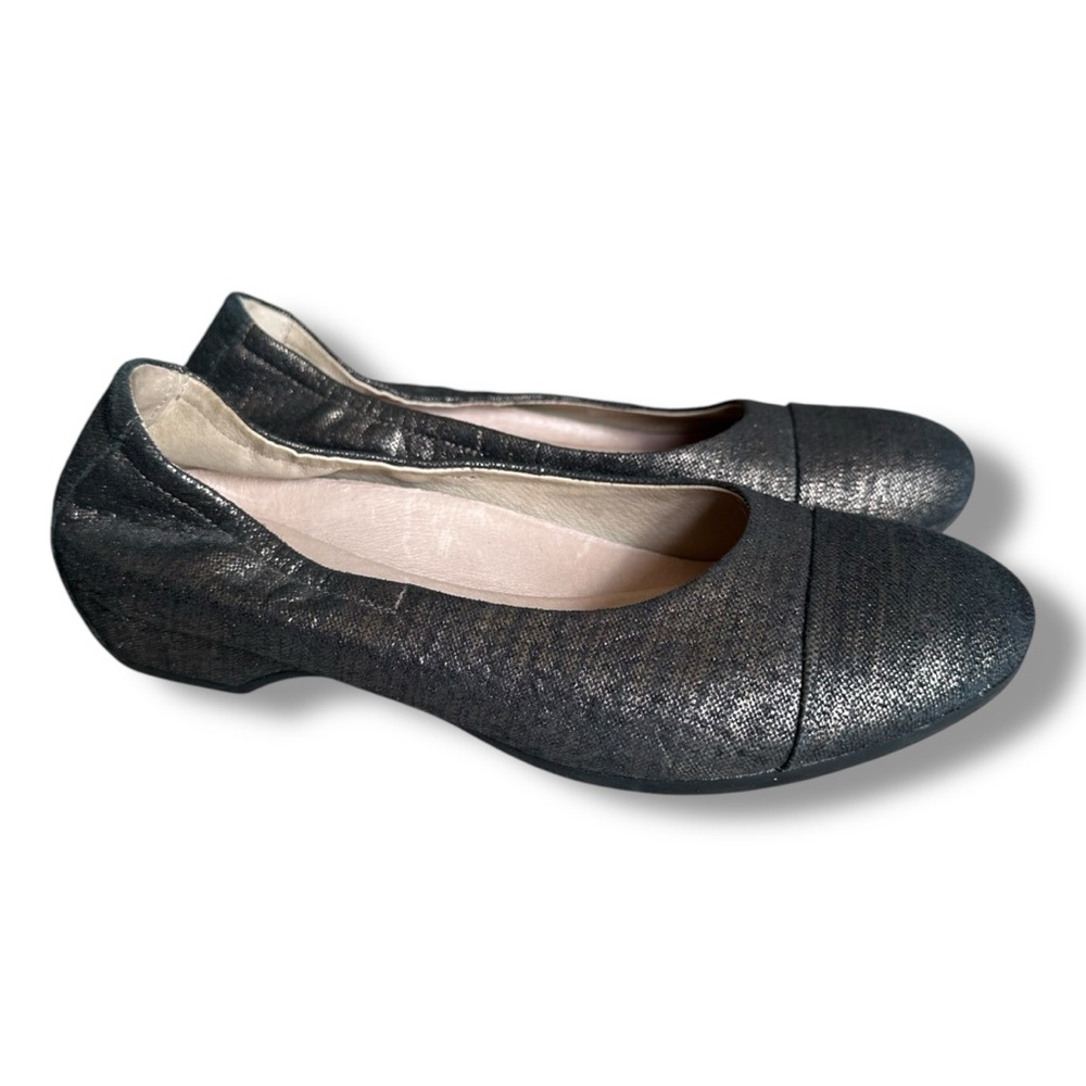 Dansko Pewter Lissane Metallic Slip on Elegant Ballet Cap Toe Flats Size 38/8US